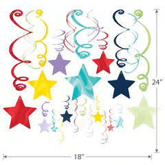Rainbow Star Swirl Metallic Hanging Decorations