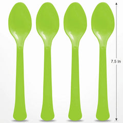 Kiwi Green Plastic Spoons - Solid Color Collection - 7.5 in.