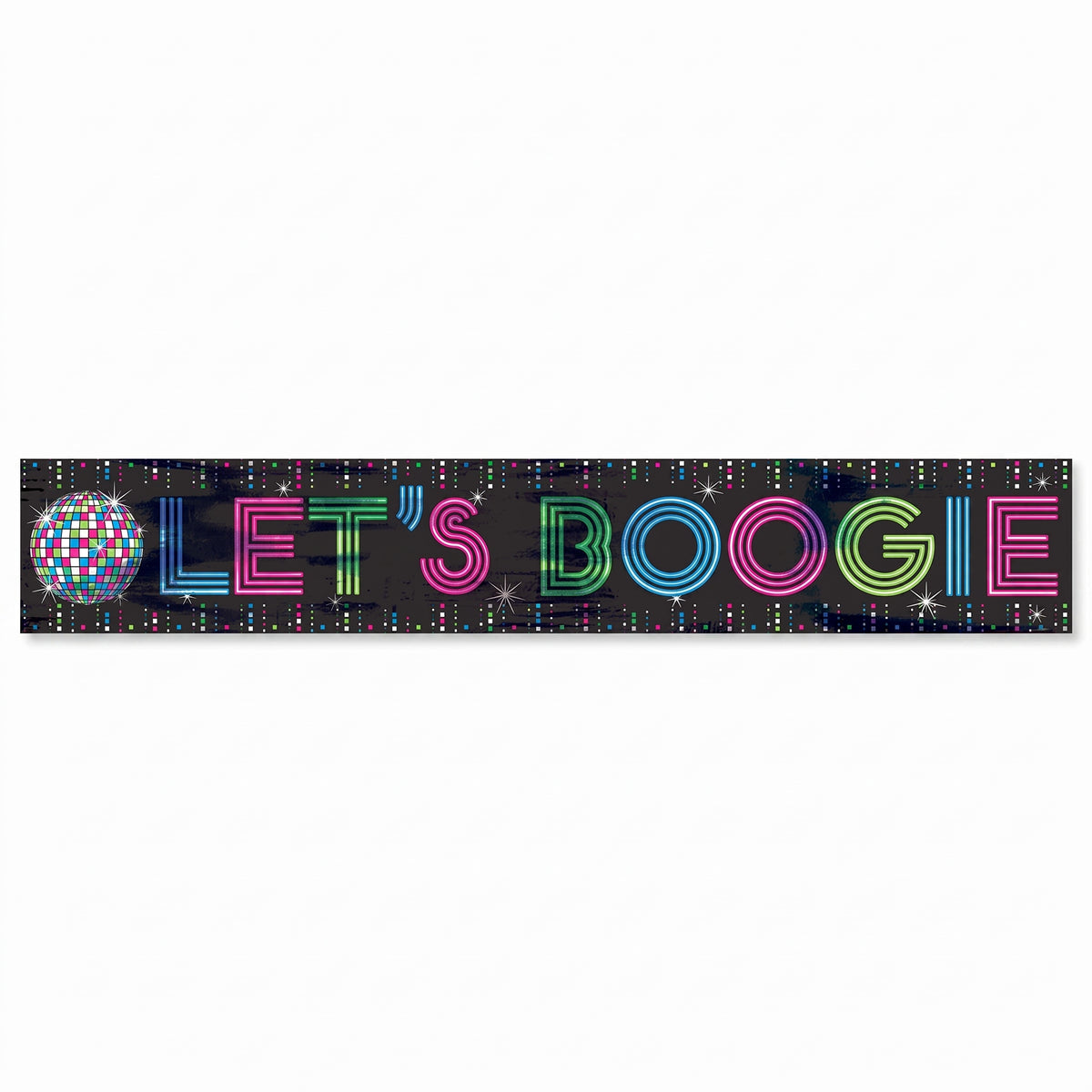 "Let's Boogie" Disco Fever Banner, 25-ft - Retro 70s Party Decoration