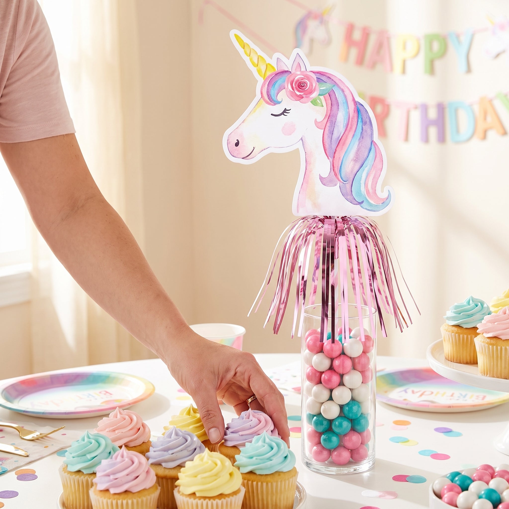 Enchanted Unicorn Centerpiece Stick for Kids Birthday