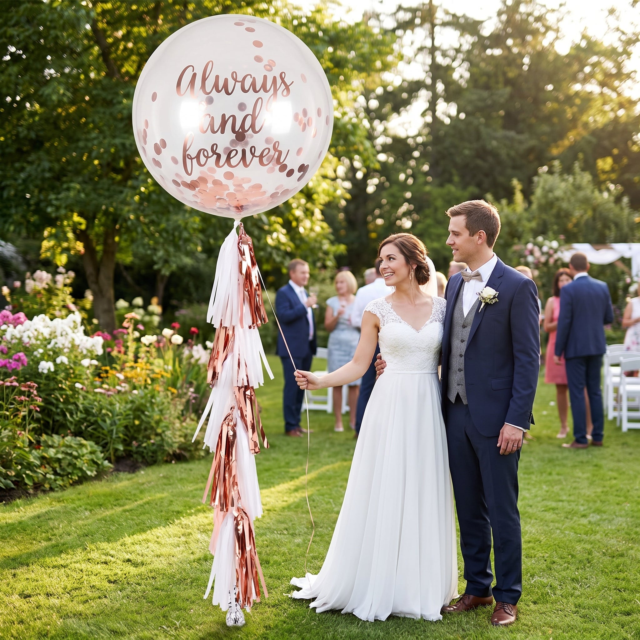"Always & Forever" Giant Wedding Balloon with Elegant Tail