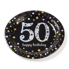 Sparkling Celebration Prismatic 50th Birthday Dessert Plates, 7-Inch, 8-Pack