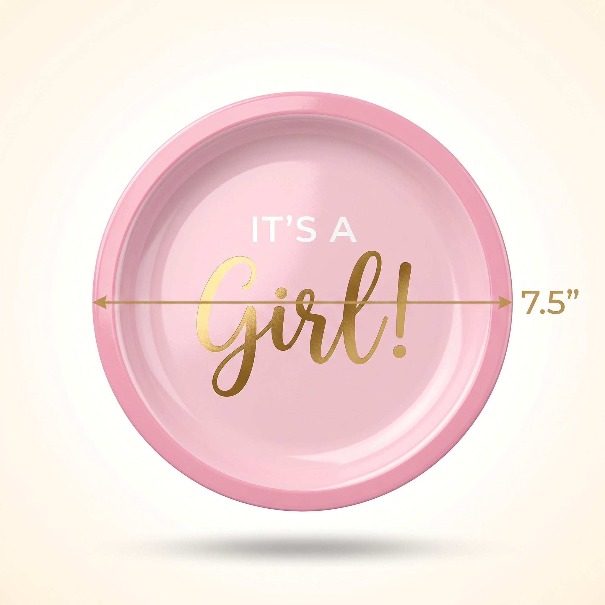 "It's a Girl!" Pink Reusable Lunch Plates, 7.5-Inch, 20-Count