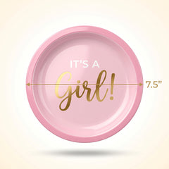 "It's a Girl!" Pink Reusable Lunch Plates, 7.5-Inch, 20-Count
