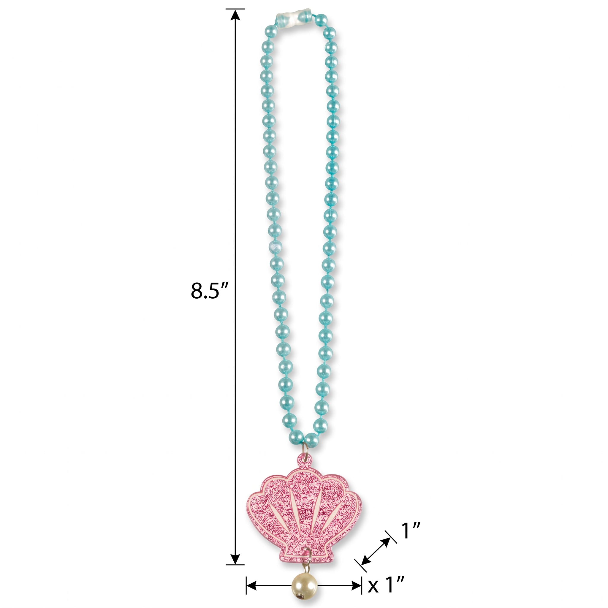 Shimmering Mermaid Seashell Pendant Necklace - 17" Pearl Beaded