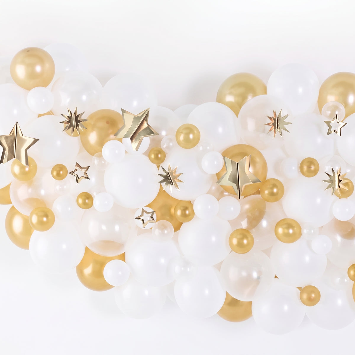 Elegant White and Gold Star Balloon Decor Kit