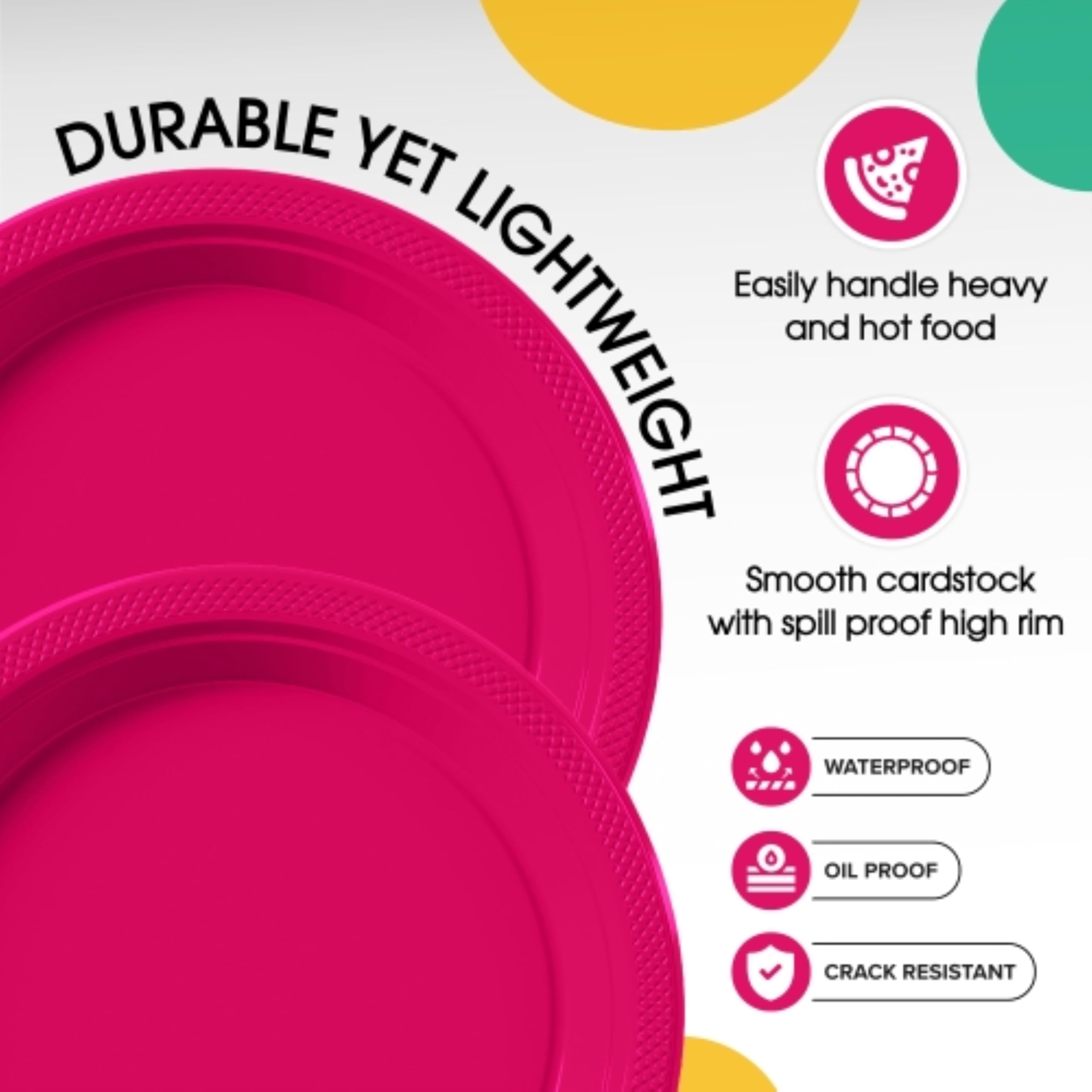 9 In. Hot Pink Plastic Plates | Case of 600