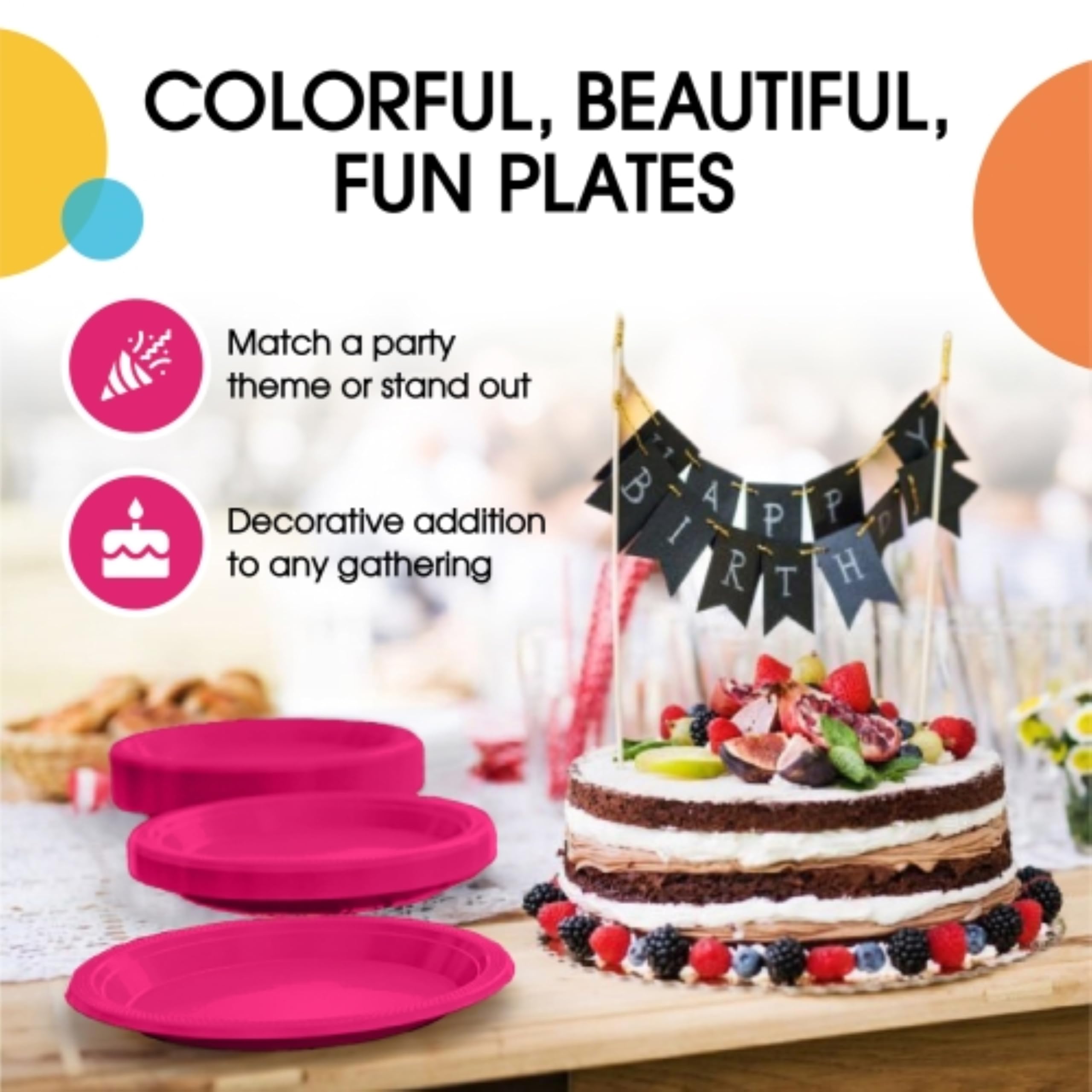 9 In. Hot Pink Plastic Plates | Case of 600