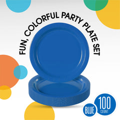 Unleashed - 9 In. Dark Blue Paper Plates - 100 Ct.