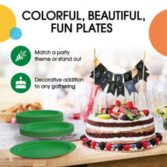 9 In. Emerald Green Plastic Plates | 100 Count