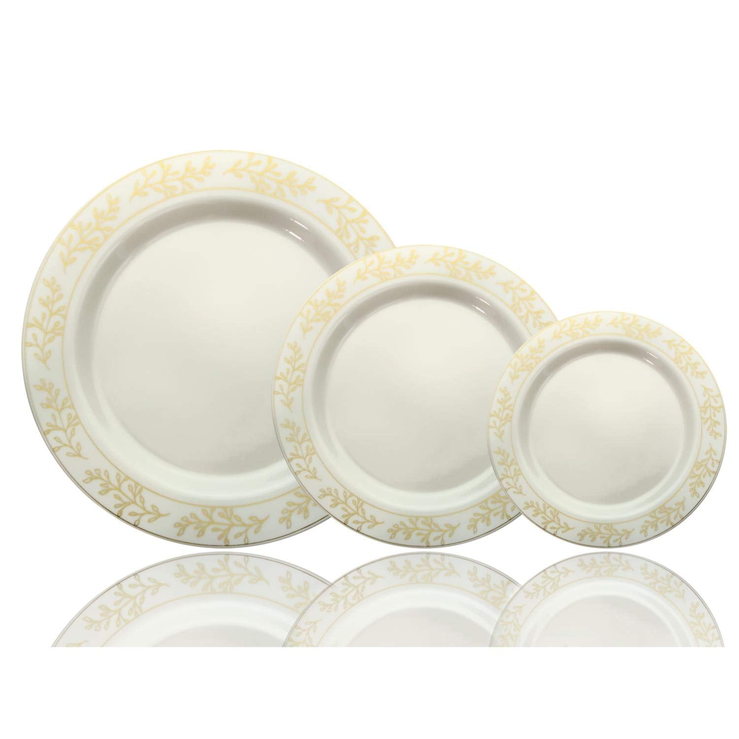 9 In. Gold Leaf Design Plastic Plates | 120 Count