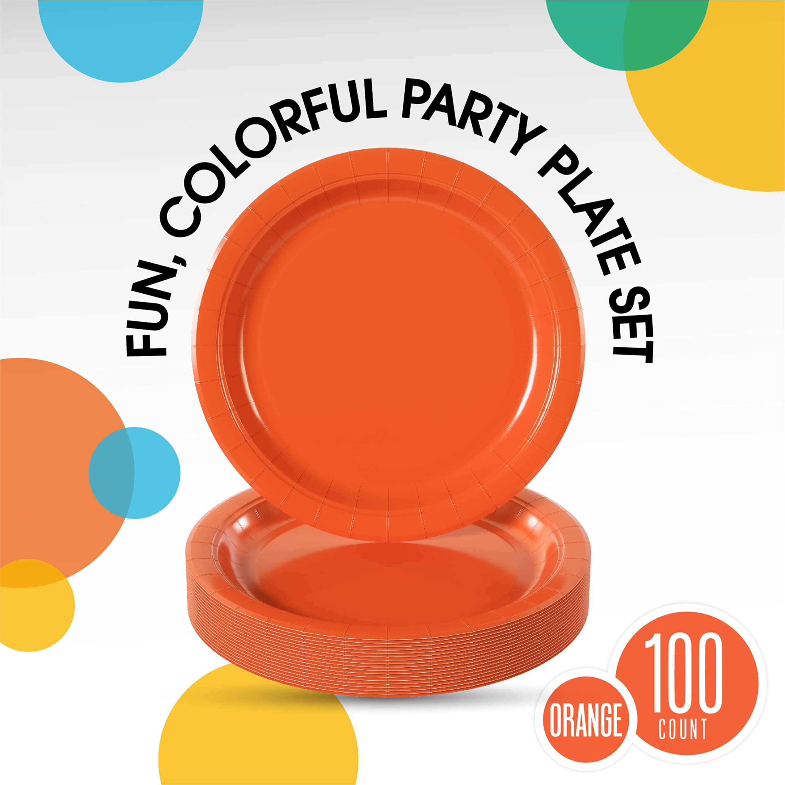 Unleashed - 9 In. Orange Paper Plates - 100 Ct.