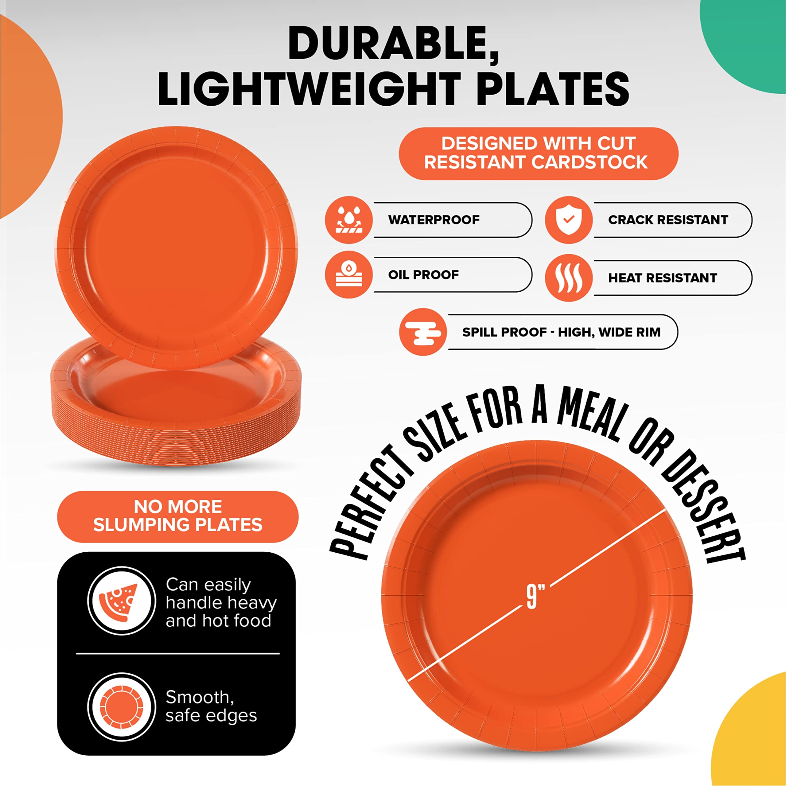 Unleashed - 9 In. Orange Paper Plates - 100 Ct.