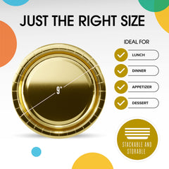9 in. Reflective Gold Paper Plates | Case of 1000
