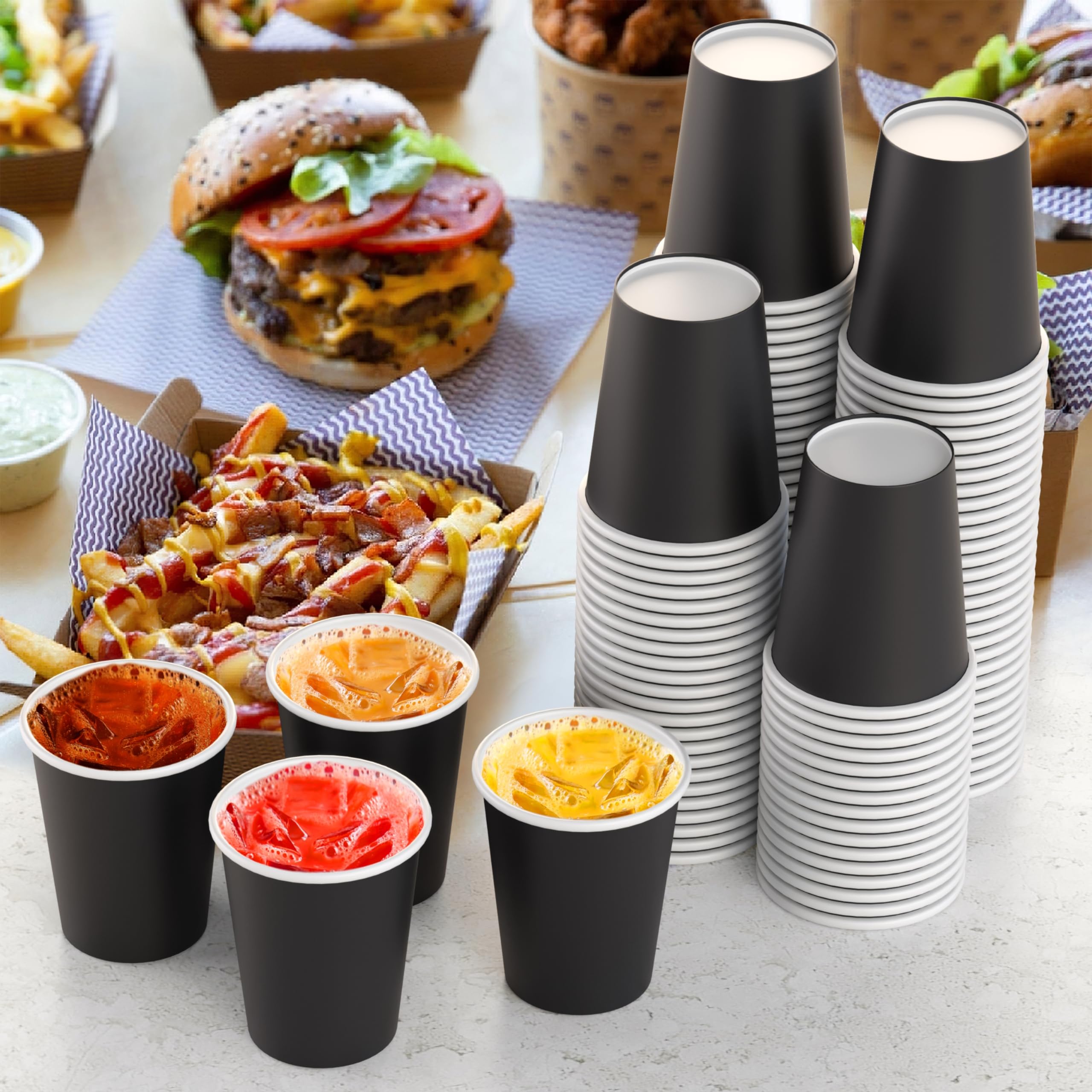 9 Oz. Black Paper Cups | 100 Count