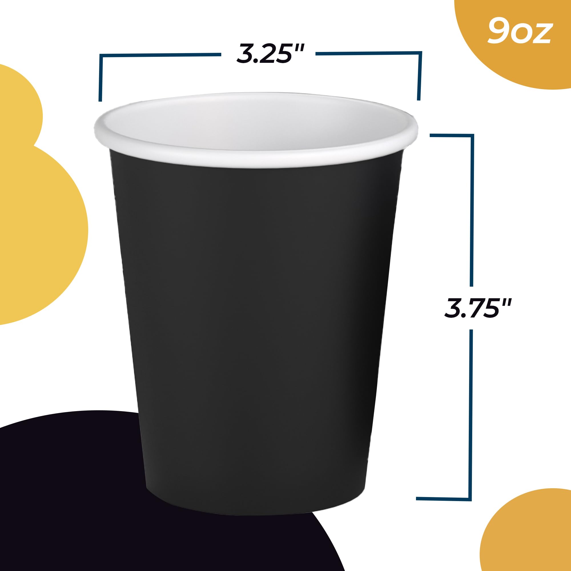 9 Oz. Black Paper Cups | 100 Count