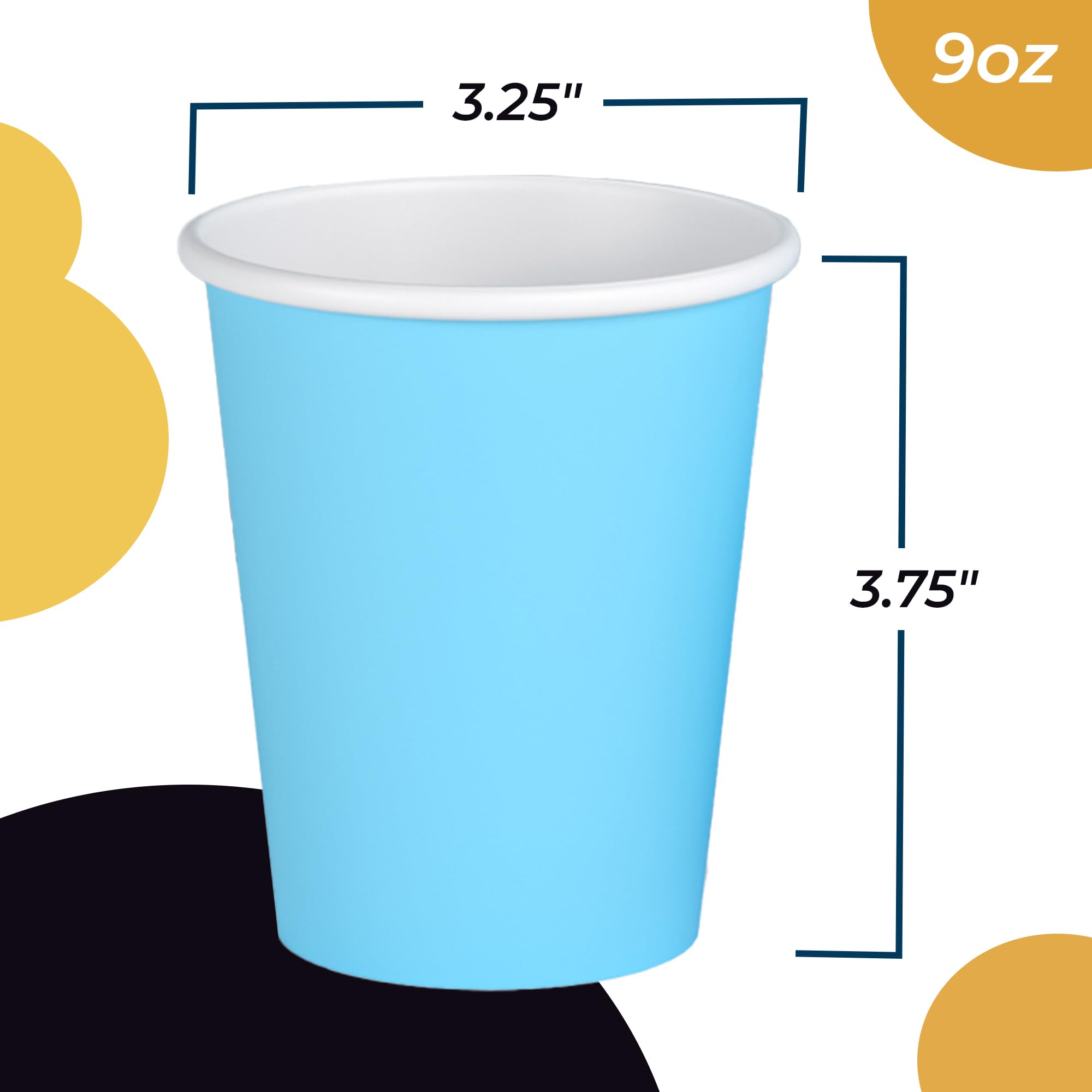 9 Oz. Light Blue Paper Cups | 100 Count