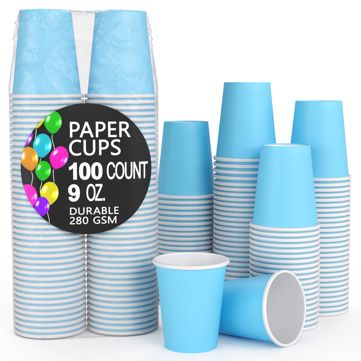 9 Oz. Light Blue Paper Cups | 100 Count