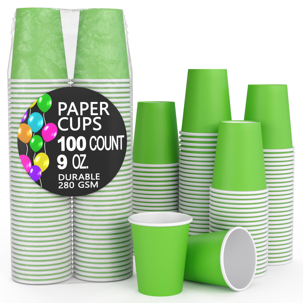 Little Gym - 9 Oz. Lime Green Paper Cups - 100 Ct.