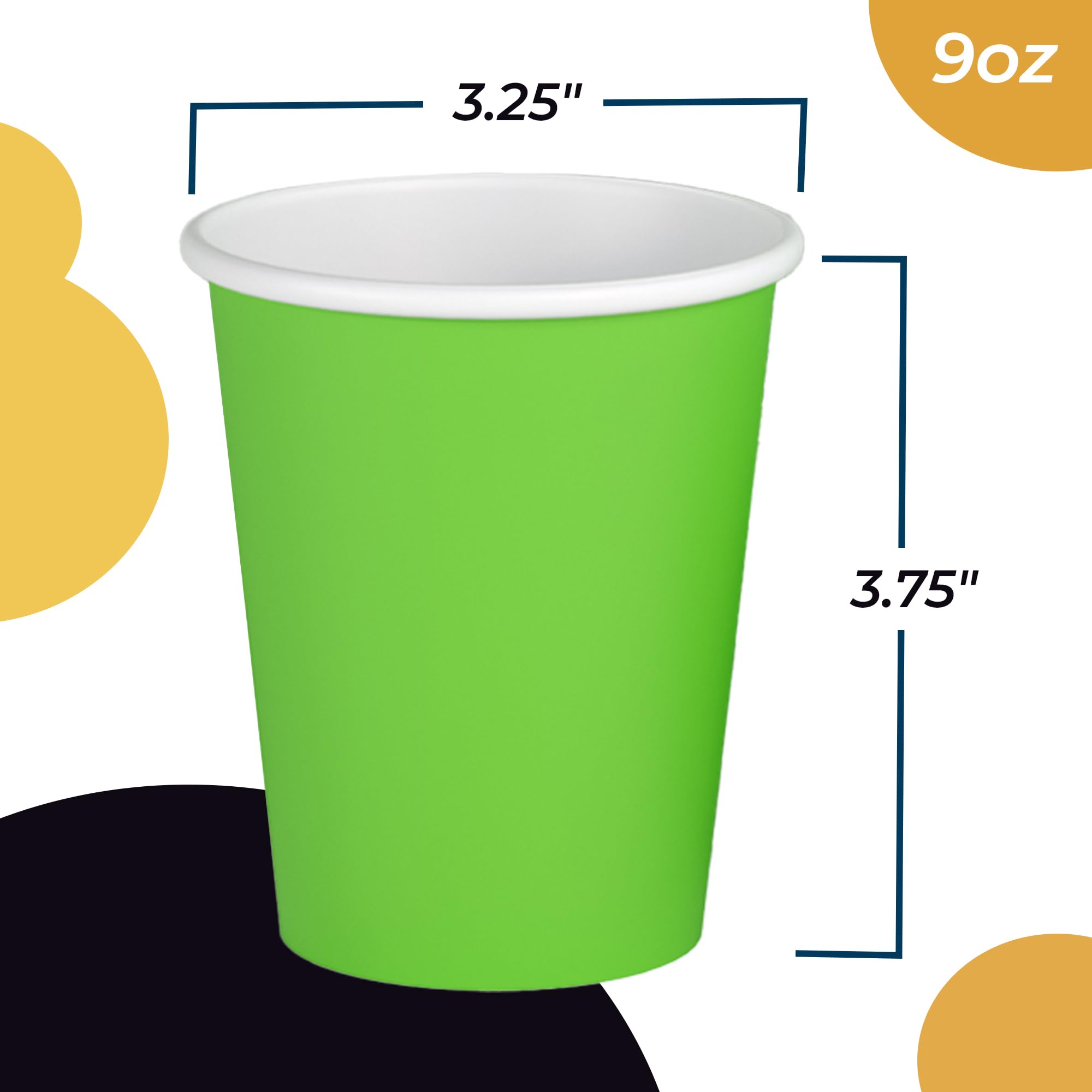 Little Gym - 9 Oz. Lime Green Paper Cups - 100 Ct.