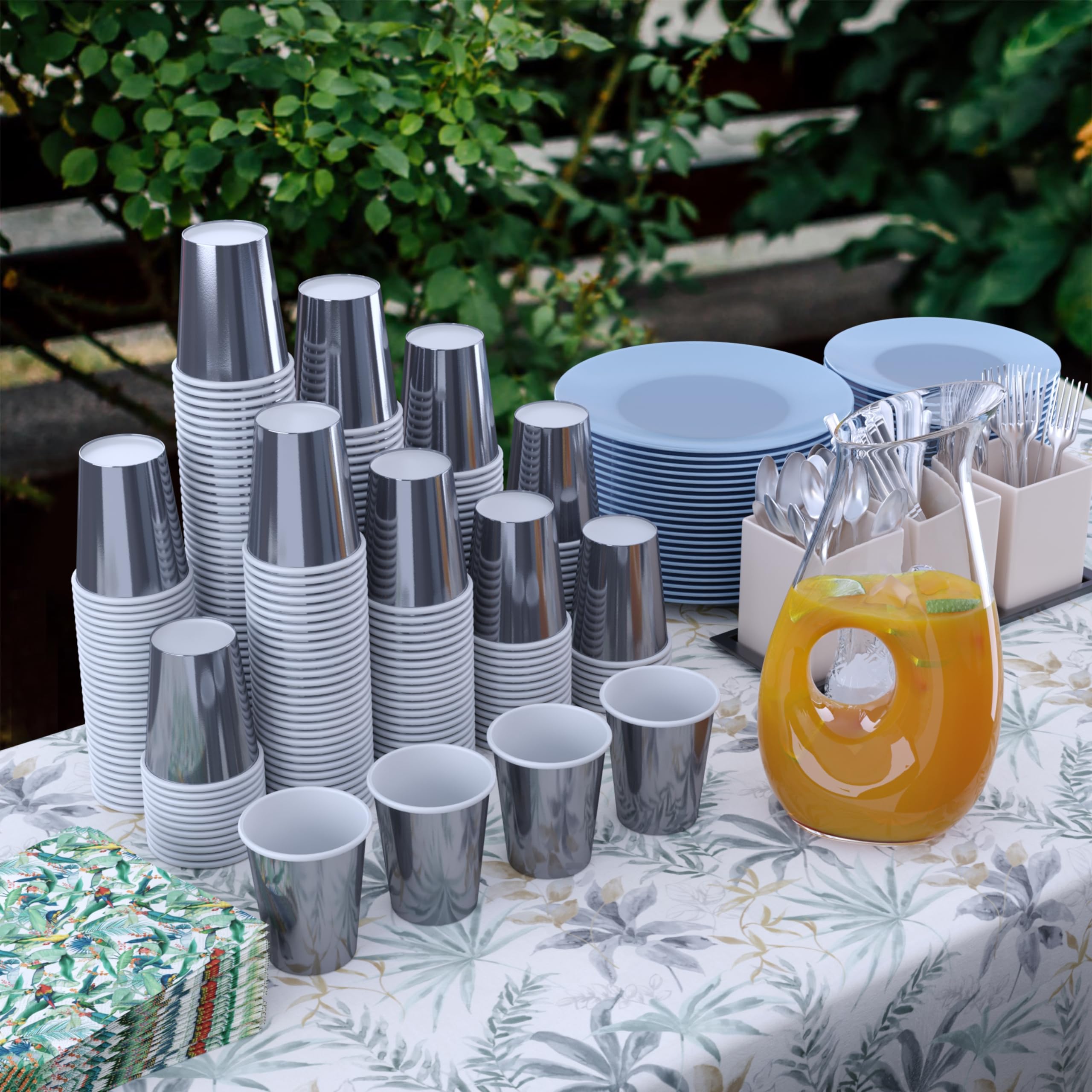 9 Oz. Metallic Silver Paper Cups | Case of 1000