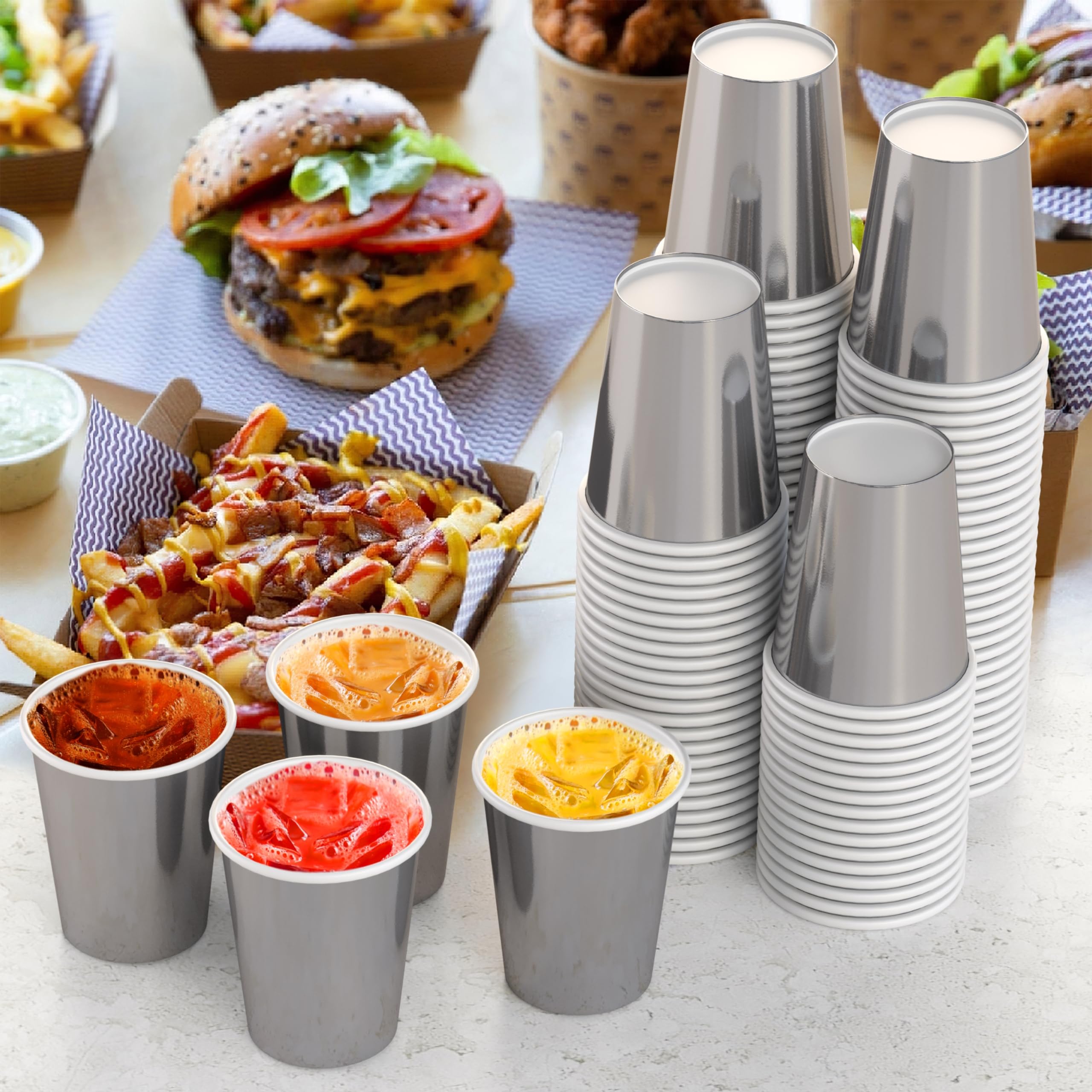 9 Oz. Metallic Silver Paper Cups | Case of 1000