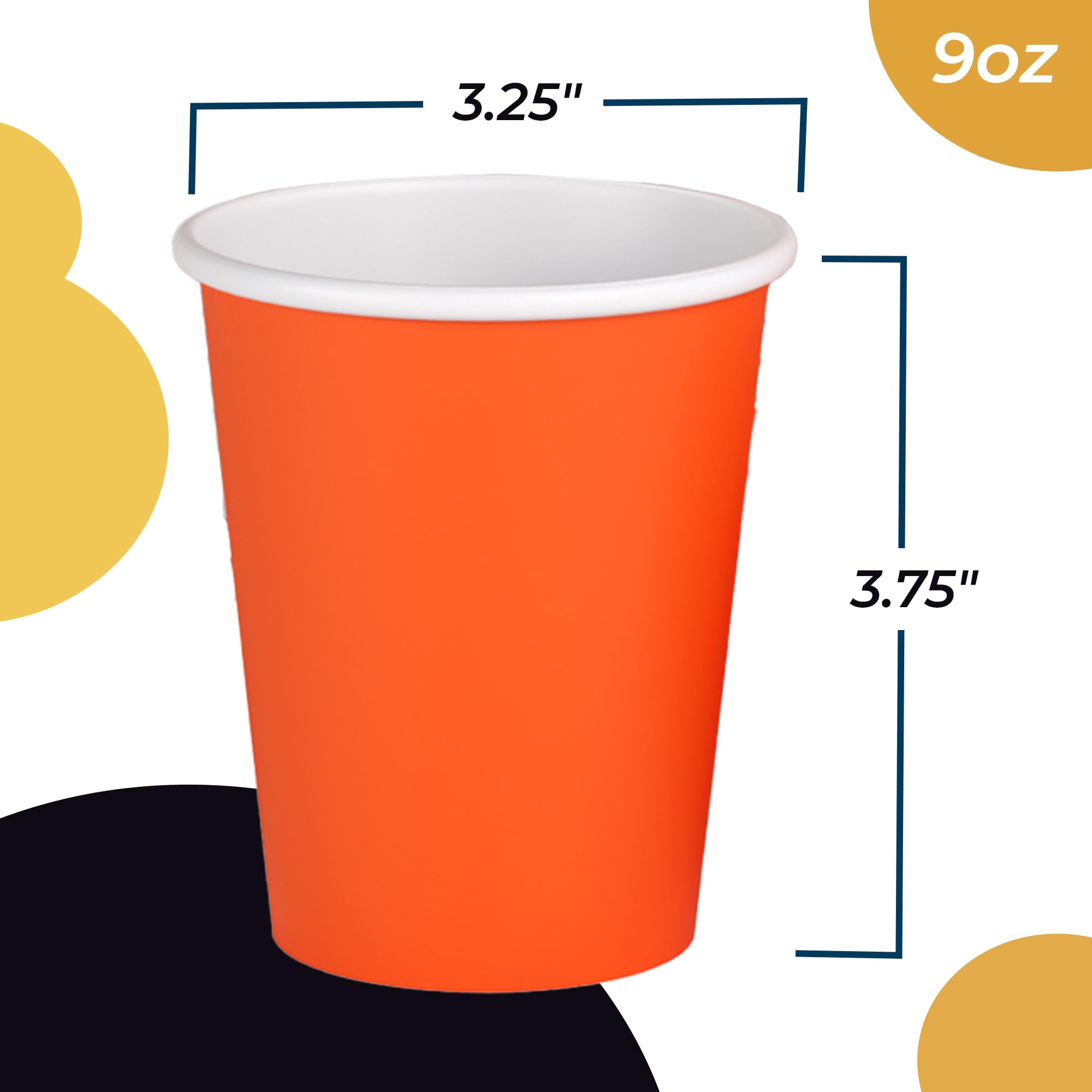 9 Oz. Orange Paper Cups | 100 Count