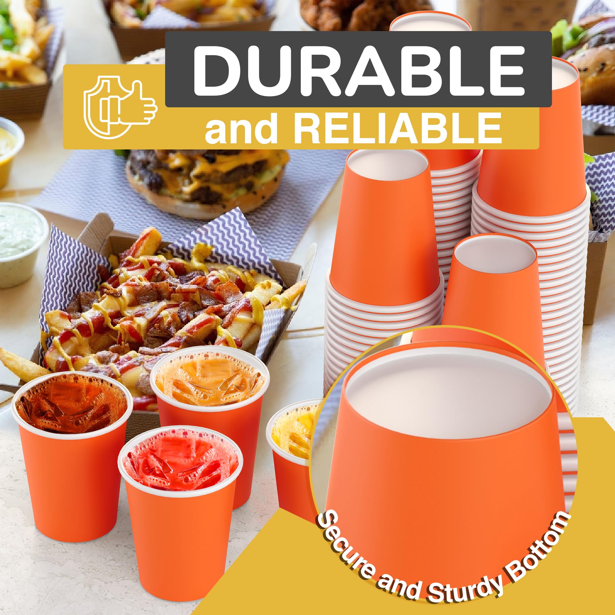 9 Oz. Orange Paper Cups | 100 Count