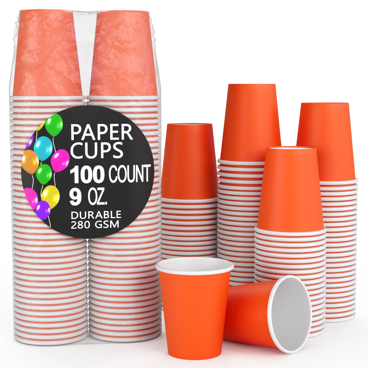 9 Oz. Orange Paper Cups | 100 Count