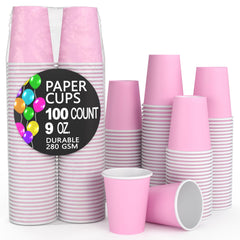 9 Oz. Pink Paper Cups | 100 Count