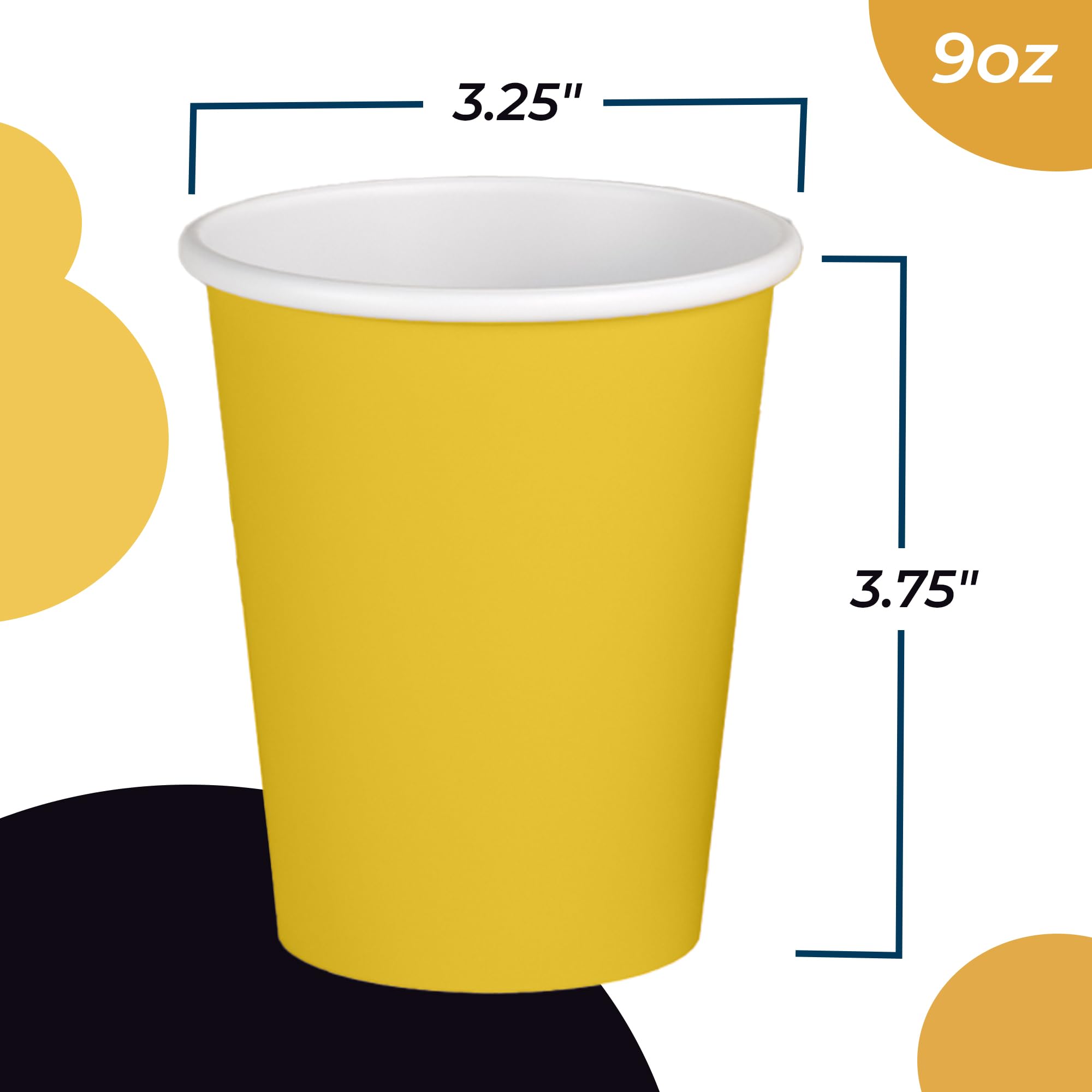 9 Oz. Yellow Paper Cups | 100 Count