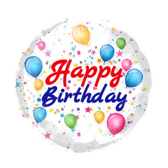 18 In. Happy Birthday White Balloons Balloon