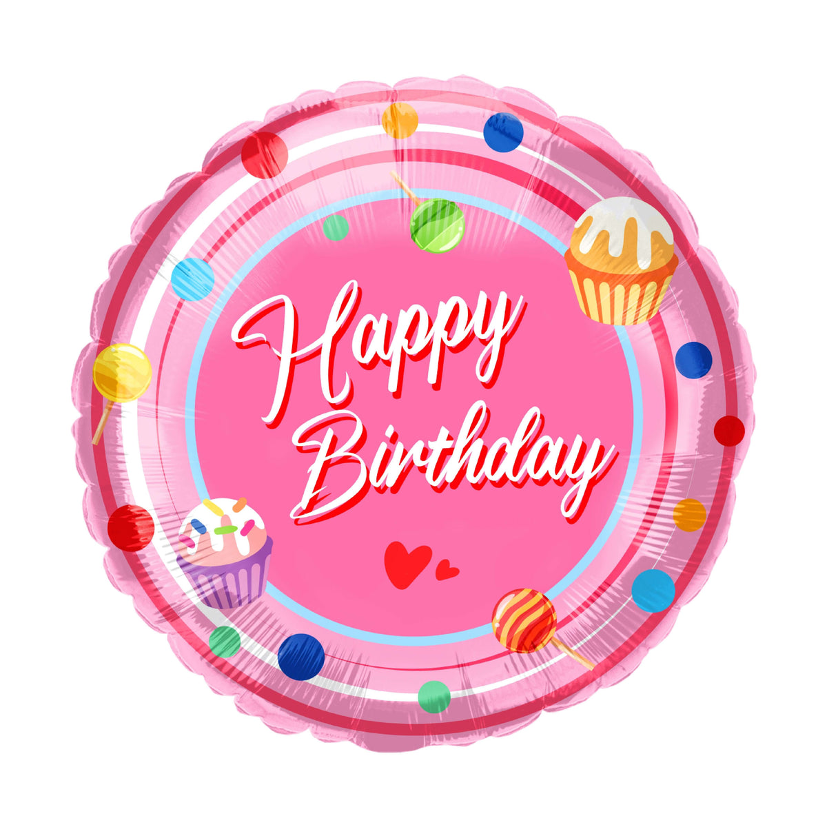 18" Happy Birthday Pink Circle Balloon