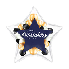 18" Happy Birthday Star Black Splash Balloon