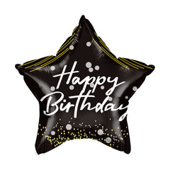 18" Happy Birthday Black Star Balloon