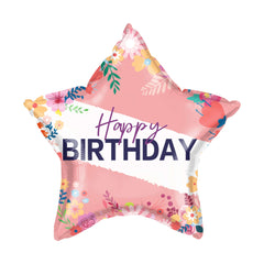 18" Happy Birthday Pink Star Balloon