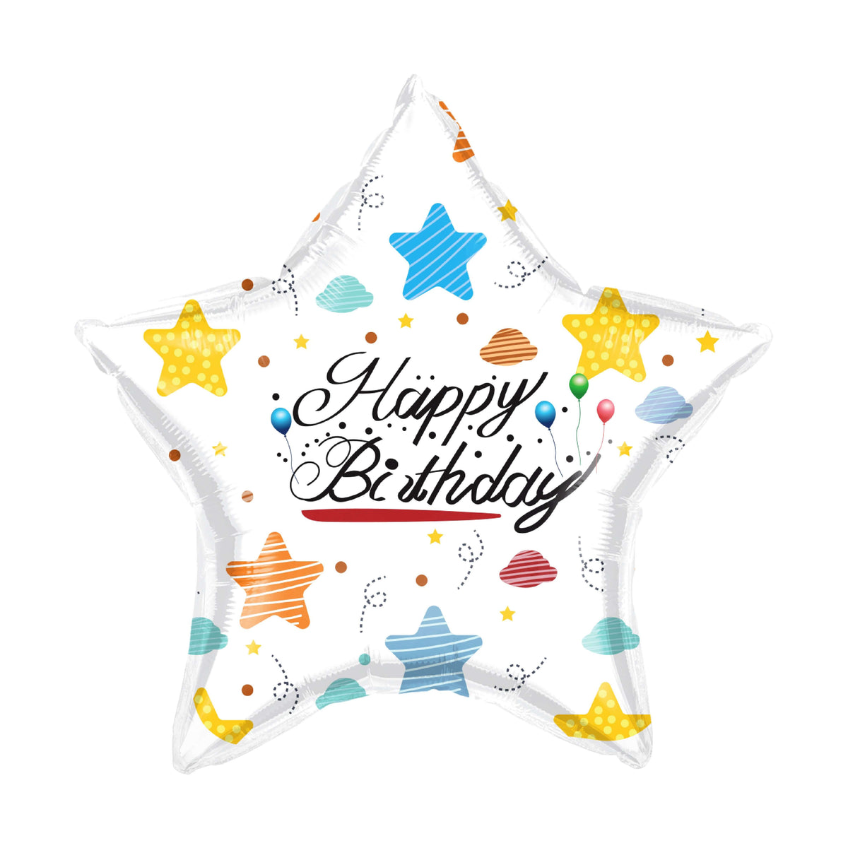 18" Happy Birthday Blue And Yellow Star Balloon