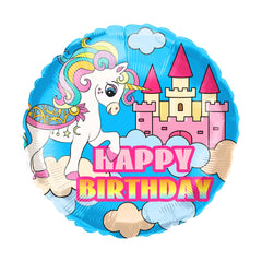 18" Happy Birthday Pony And Castle Balloon