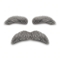 Grey Facial Hair Costume Set - Eyebrows & Moustache
