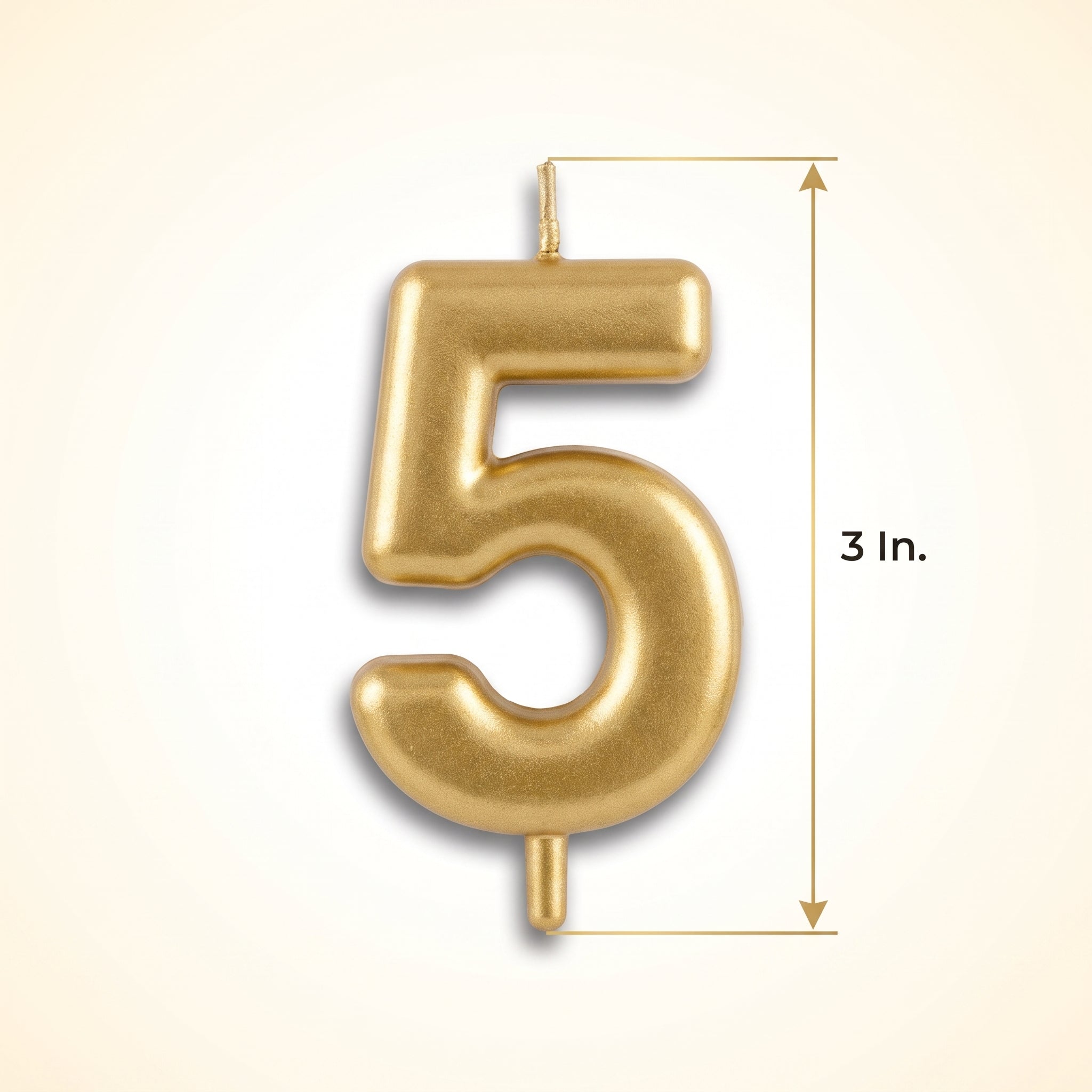 Gold Metallic Number 5 Birthday Candle