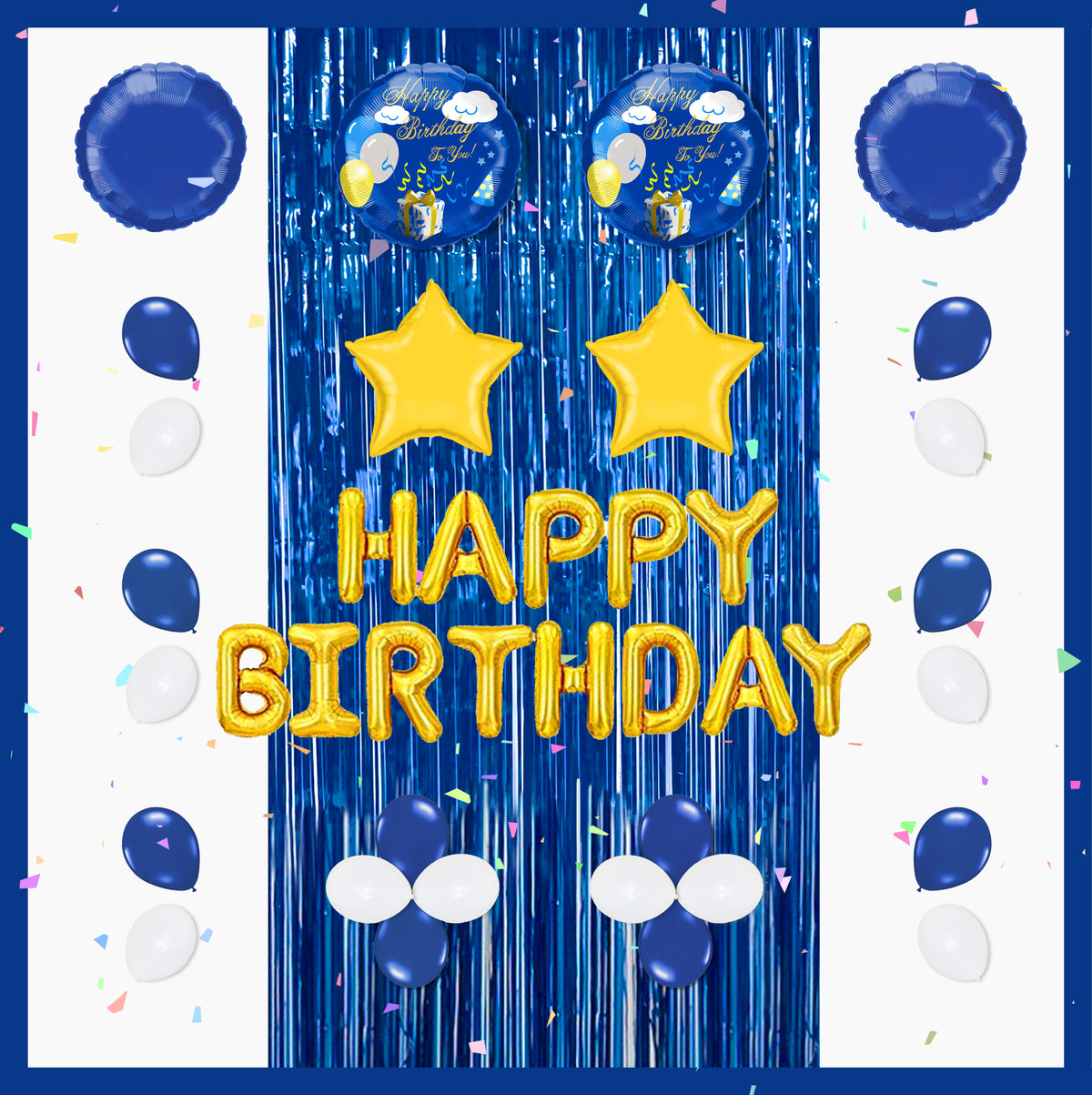 16" Happy Birthday , Total 40Pcs/Pack- Blue Balloon