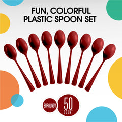 Heavy Duty Burgundy Plastic Spoons | 100 Count