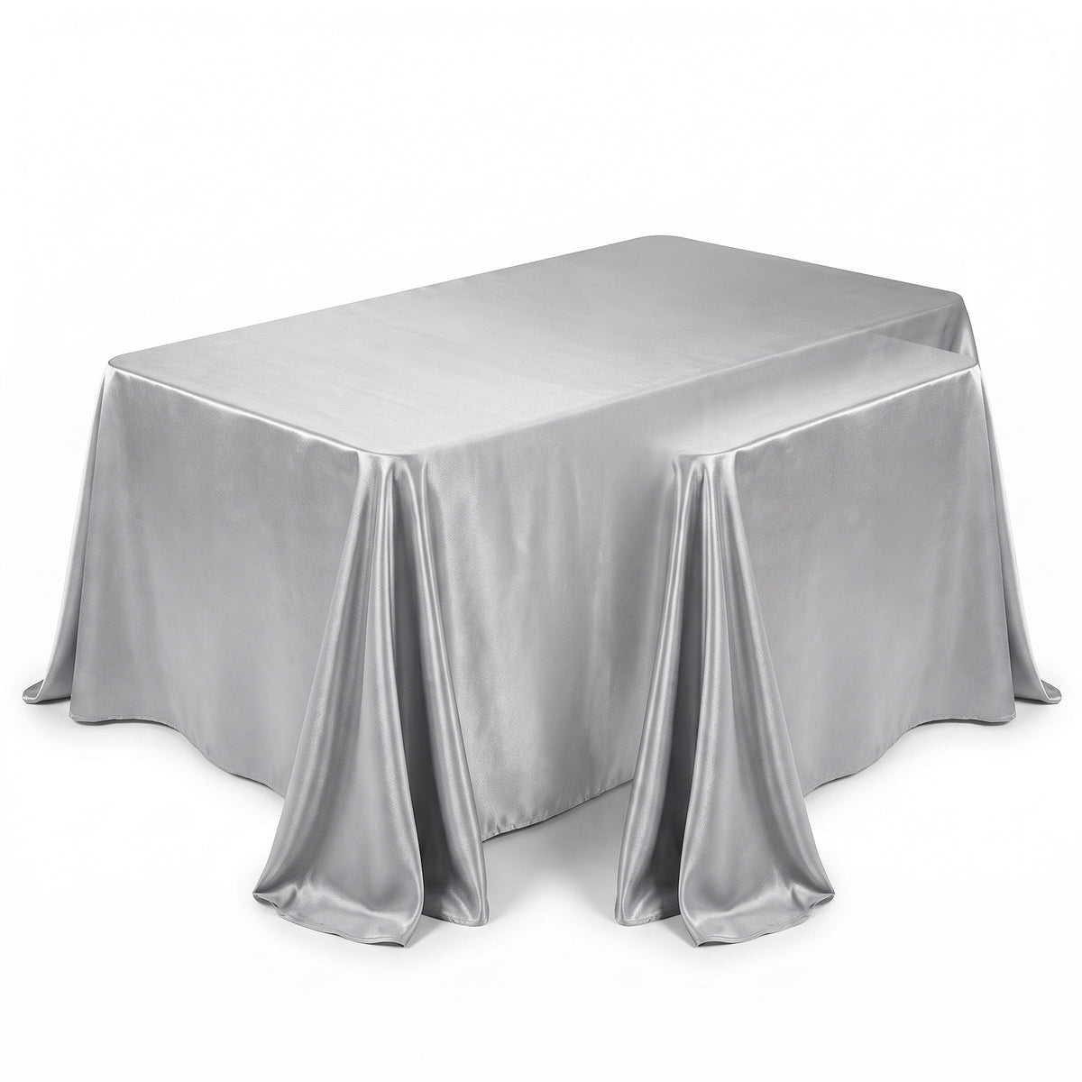 Elegant Silver Fabric Table Cover - 60" x 84"