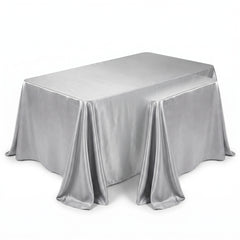Elegant Silver Fabric Table Cover - 60" x 84"