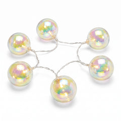 Iridescent Globe LED String Lights - 10 Battery-Powered Lights