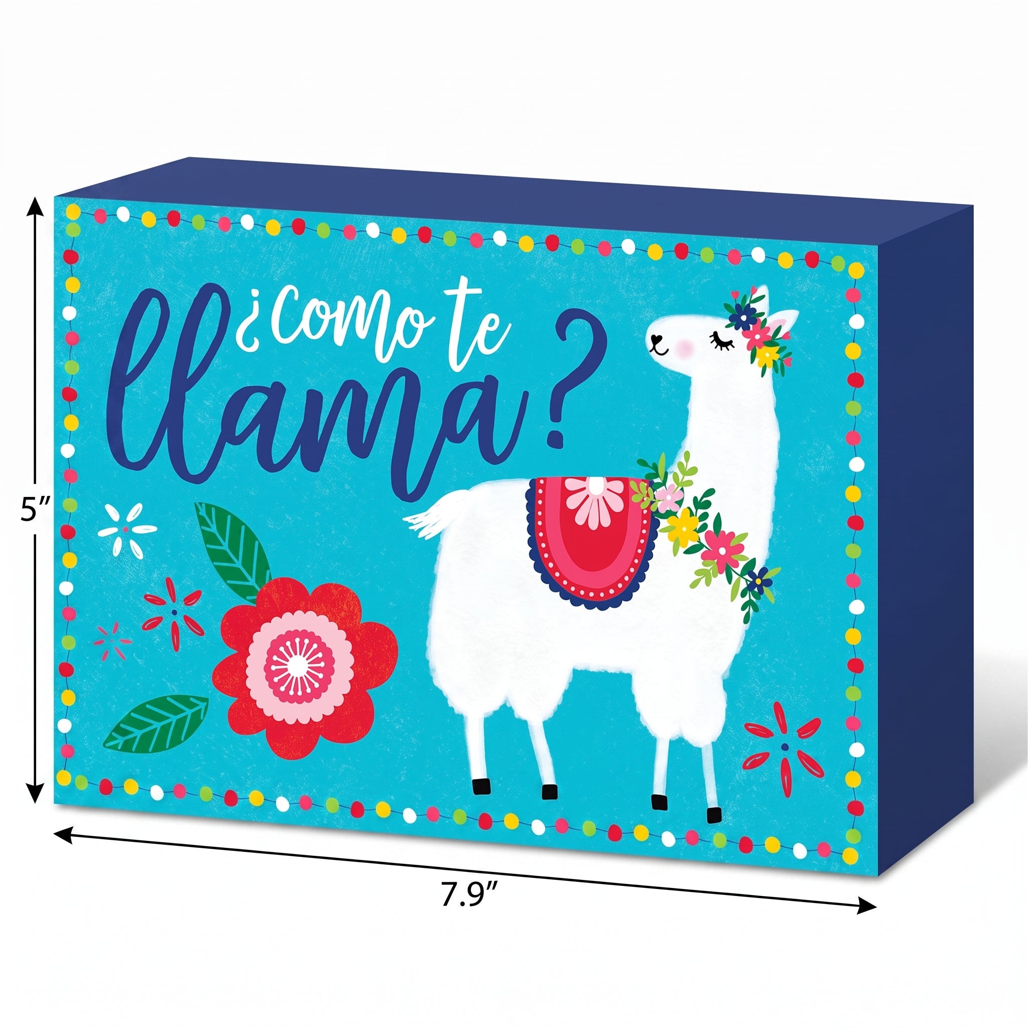 "Como Te Llama?" Llama Block Sign