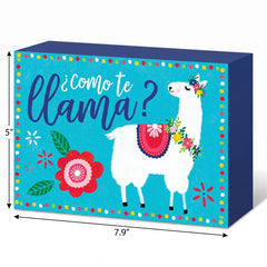"Como Te Llama?" Llama Block Sign
