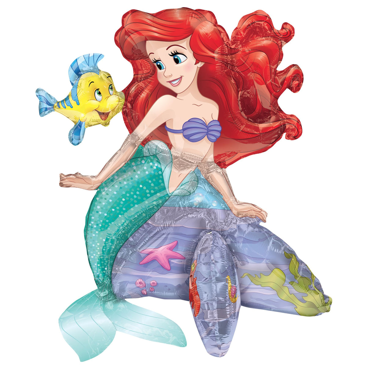 Little Mermaid Ariel and Flounder Foil Balloon