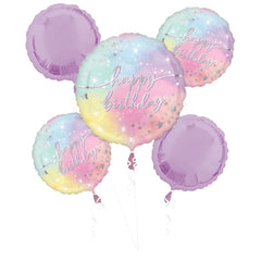Luminous Pastel Birthday Balloon Bouquet - 5 Piece Set