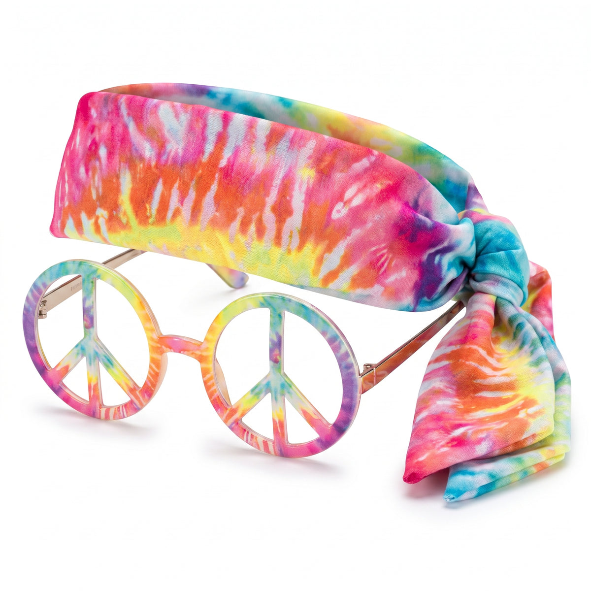 Colorful Tie-Dye Hippie Peace Sign Glasses